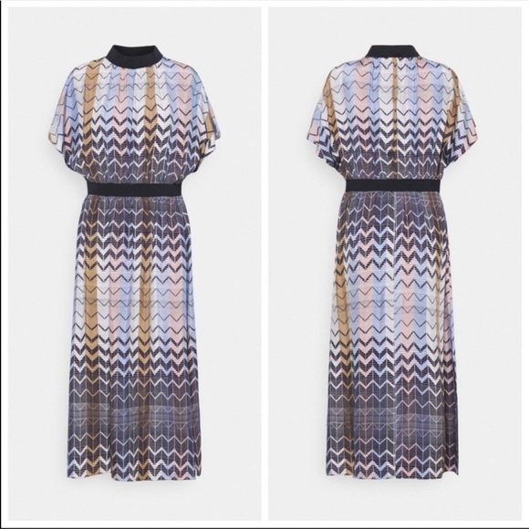 🎀NWT🎀Ted Baker Sporty-Chic 70’s Insp. Geometric Print Mock Neck Midi Dress - Picture 8 of 16